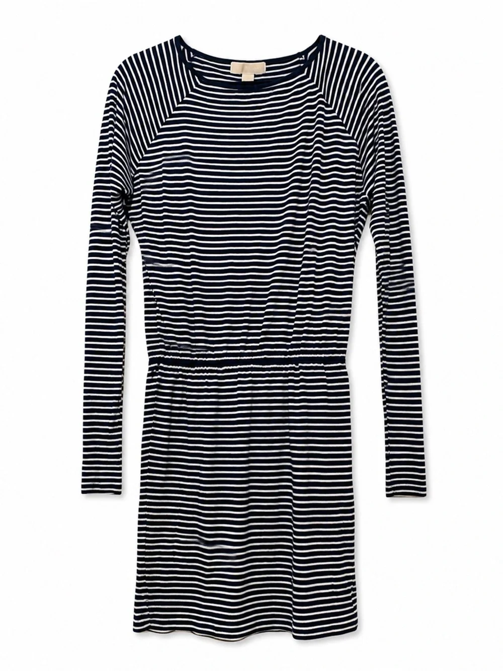 MICHEAL KORS M long sleeve black white striped dress nautical preppy comfy chic